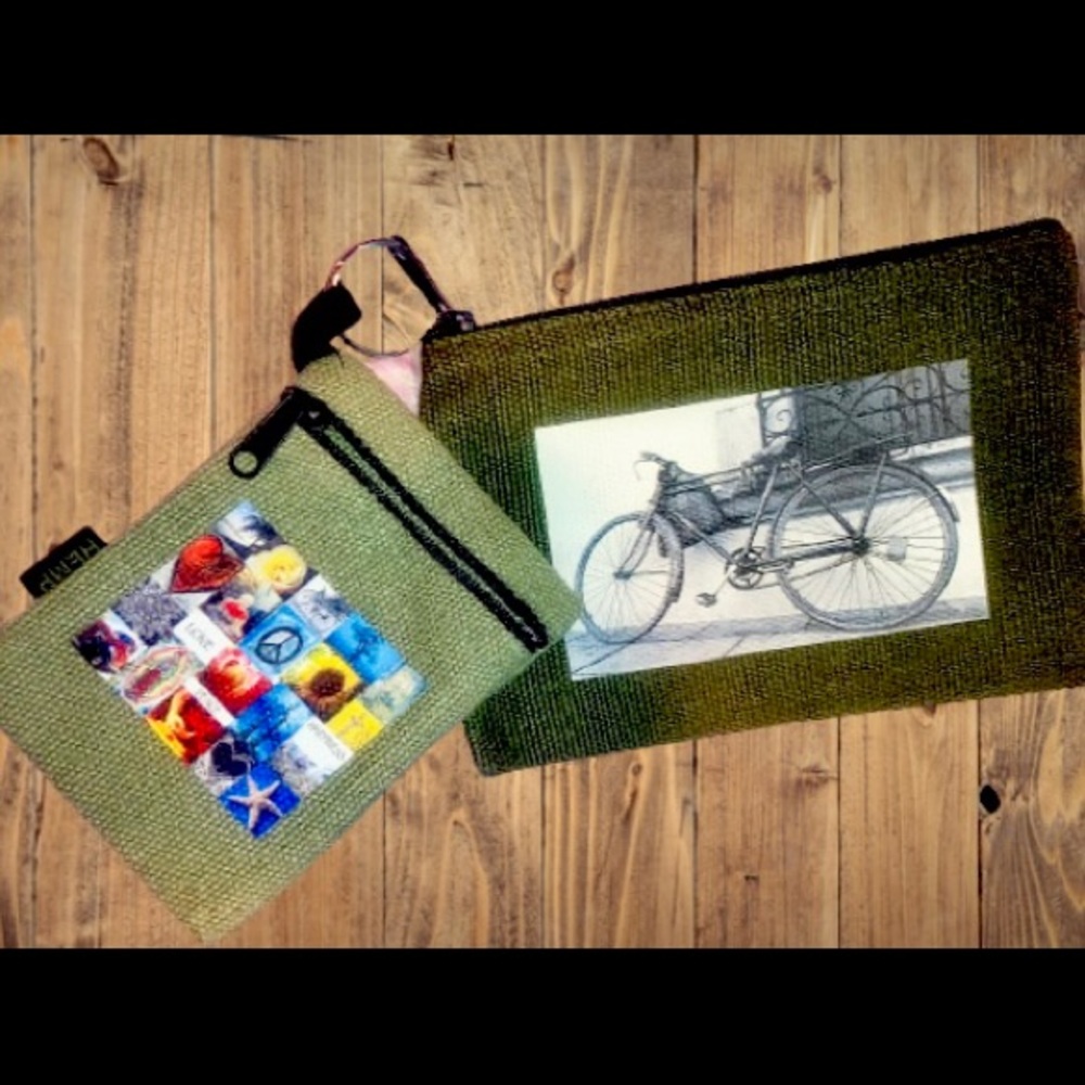 Dharma Love By Anastasia HEMP Bike Medium Coin Purse Black + Key Coin Purse Sage